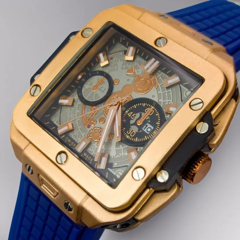 Square Dial Blue strap Unique Watch