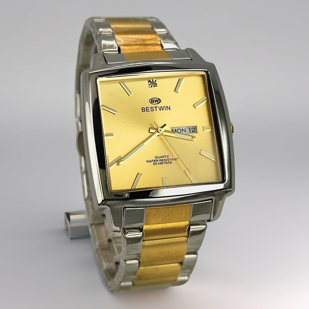 Gold n Silver Square Watch For Men