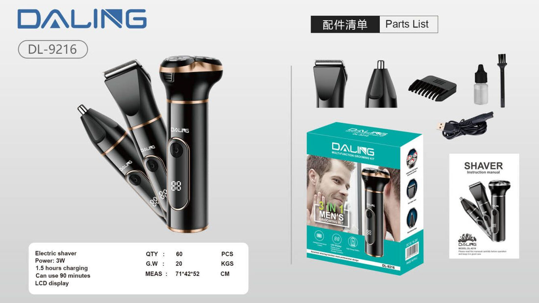 IMPORTED! 3 in 1 Rechargeable Grooming Kit - Trimmer - Shaver - DALING DL-9216