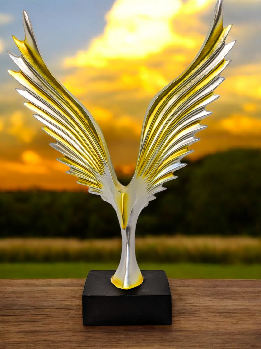 Silver and Gold Angel Wings Sculpture